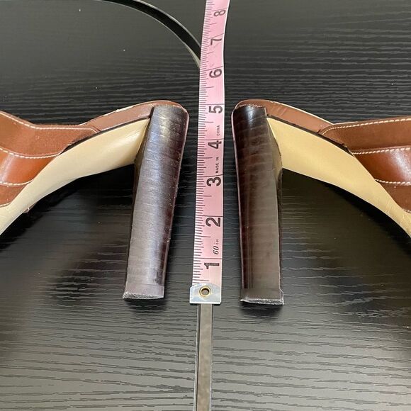 Circa Joan & David Brown Fabric Upper and Leather Sole Mule Sandal, 10 - Picture 9 of 15